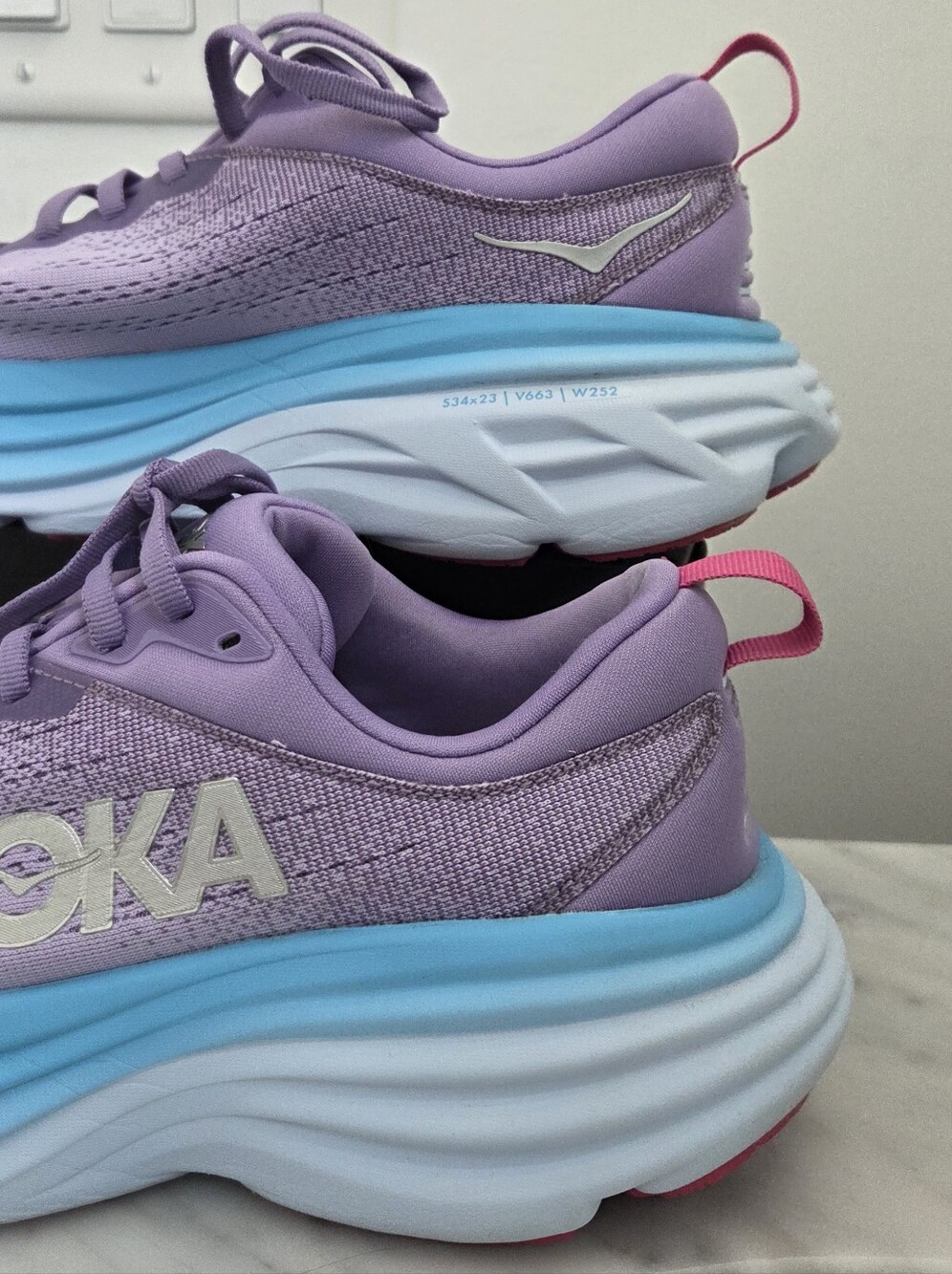Hoka Bondi 8 Purple (Chalk Violet / Pastel Lilac) Women’s Lace-up Sneakers - Picture 3 of 16